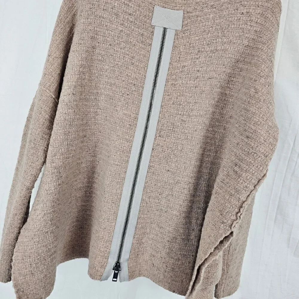 Free People Arctic Fox Zip Back Sweater In Pink Size XS Long Sleeve Oatmeal - Picture 8 of 8